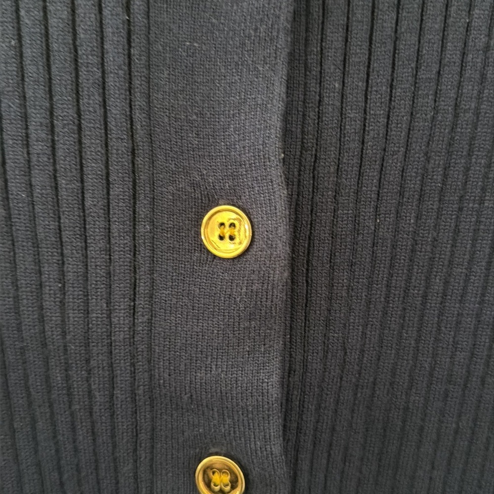 Nancy Yang Navy Ribbed Button-Up Cardigan - Picture 8 of 11